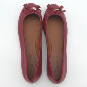 Coach Benni Ballet Flats Women Size 10 Red Leather Tassel Bow Charm Classic